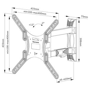 Стойка Neomounts Screen Wall Mount (full motion, 3 pivots, VESA 400x400)