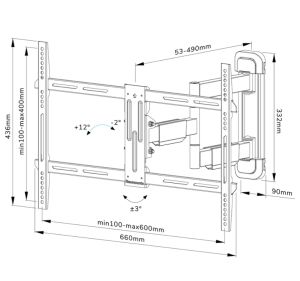 Стойка Neomounts Screen Wall Mount (full motion, 3 pivots, VESA 600x400)