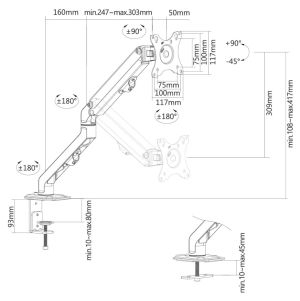 Стойка Neomounts Flat Screen Desk Mount (stand/grommet)