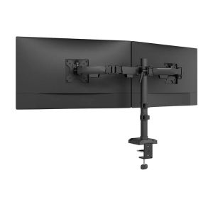 Стойка Neomounts Nero Double Flat Screen Desk Mount (phone holder+Quick-fix clamp/grommet)