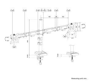 Стойка Neomounts Nero Double Flat Screen Desk Mount (phone holder+Quick-fix clamp/grommet)