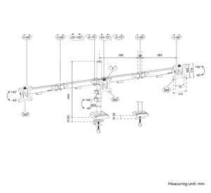 Стойка Neomounts Nero Triple Flat Screen Desk Mount (phone holder+Quick-fix clamp/grommet)