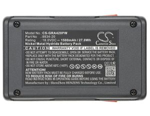 Батерия Cameron Sino,  за акумулаторен храсторез GARDENA 648844, EasyCut 42, SmallCut 300, 8834-20 18V 1500mAh Cameron Sino
