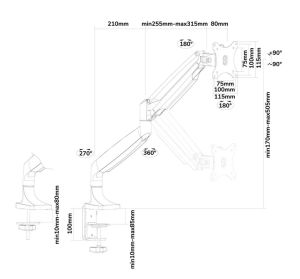 Стойка Neomounts Flat Screen Desk mount (10-32") desk clamp/grommet