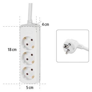 HAMA Разклонител 3 гнезда, 1.4м, бял