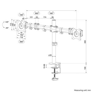 Стойка Neomounts Flat Screen Desk mount (10-27") desk clamp/grommet