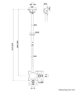 Стойка Neomounts Flat Screen Ceiling Mount (Height: 106-156 cm)