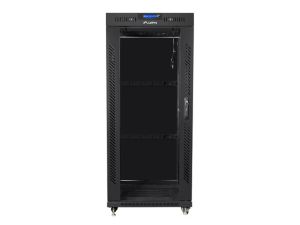 Комуникационен шкаф Lanberg rack cabinet 19" free-standing 27U/800x1200 (flat pack) with glass door lcd, Top with fan tray: included 4 fans, Black
