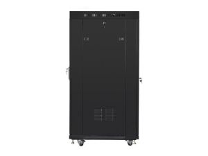 Комуникационен шкаф Lanberg rack cabinet 19" free-standing 27U/800x1200 (flat pack) with glass door lcd, Top with fan tray: included 4 fans, Black