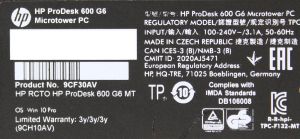 Реновиран настолен компютър HP ProDesk 600 G6 Microtower PC Tower Intel Core i5-10500 8GB 256GB SSD