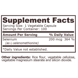 Pure Nutrition Selenium 200 mcg - 100 Vegetable Capsules
