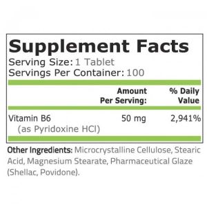 Pure Nutrition Vitamin B 6 (pyridoxine) 50 мг 100 Таблетки