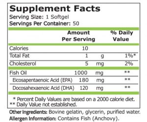 Pure Nutrition Omega 3 Fish Oil 180 Epa/120 DHA 50 Дражета