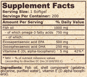 Pure Nutrition Super Omega 3 Fish OIL 1000 мг 500 EPA / 250 DHA 200 Дражета