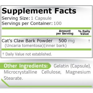 Pure Nutrition Cat's Claw 500 mg 100 Капсули