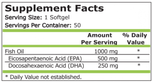 Pure Nutrition Fish OIL 1000 mg 500 EPA / 250 DHA 50 Softgels