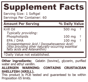 Pure Nutrition Krill OIL 500 мг 60 Softgels