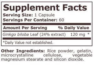 Pure Nutrition Ginkgo Biloba 120 мг 60 Capsules