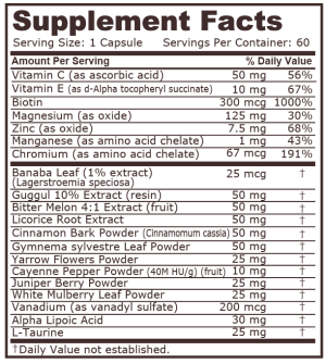 Pure Nutrition Blood Sugar Support 60 Capsules