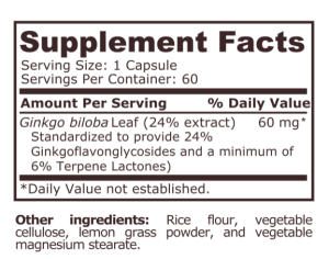 Pure Nutrition Ginkgko Biloba 60 мг 60 Capsules
