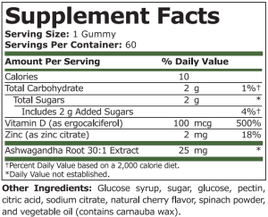 Pure Nutrition Ashwagandha Complex Cherry Flavored 60 Gummies