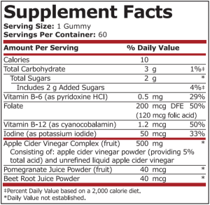Pure Nutrition Apple Cider Vinegar Apple Flavored 60 Gummies
