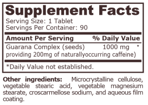 Pure Nutrition Guarana Complex 1000 mg 90 Tablets