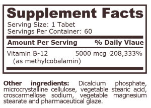 Pure Nutrition Methyl B 12 5000 mcg 60 Tablets