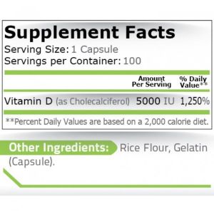 Pure Nutrition Vitamin D3 5000 IU 100 Капсули