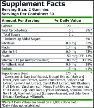 Pure Nutrition Super Greens Strawberry Watermelon 60 Gummies