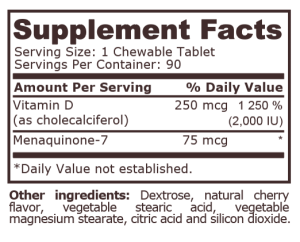Pure Nutrition Vitamin D 3 With K 2 90 Tablets