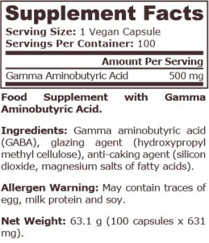 Pure Nutrition GABA 500 mg 100 Vegan Capsules