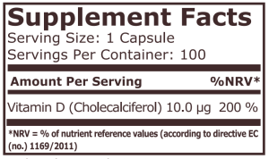 Pure Nutrition Vitamin D3 400 IU (10 mcg) 100 Капсули