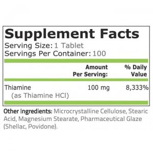 Pure Nutrition Vitamin B 1 (thiamine) 100 mg 100 Таблетки