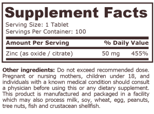 Pure Nutrition Zinc Complex 50 mg 100 Tablets