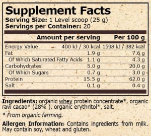 Pure Nutrition Organic Whey Protein With Cocoa 500 г