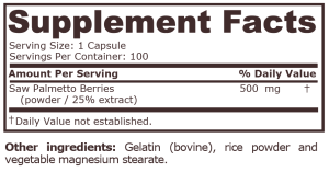 Pure Nutrition SAW Palmetto Complex 500 mg 100 Capsules