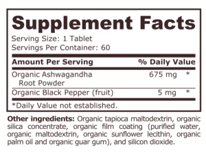 Pure Nutrition Ashwagandha Organic 60 Tablets