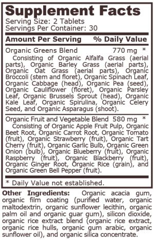 Pure Nutrition Organic Greens 60 Tablets