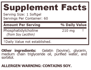 Pure Nutrition Phosphatidyl Choline 210 мг 60 Softgels
