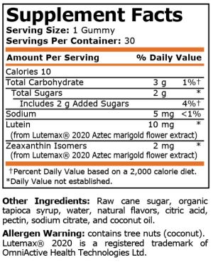 Pure Nutrition Lutein Mango Flavored 30 Gummies