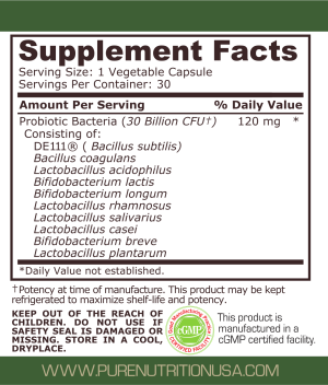 Pure Nutrition 30 Billion Biotic 30 Capsules