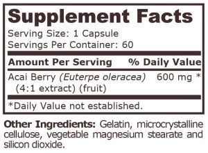 Pure Nutrition Acai 600 mg 60 Capsules