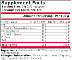 Pure Nutrition Beta Alanine Powder 250 г