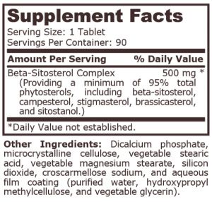 Pure Nutrition Beta Sitosterol Complex 500 mg 90 Tablets