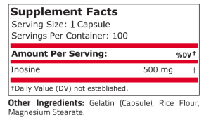 Pure Nutrition 100% Pure Inosine 500 мг 100 Капсули