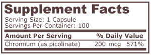 Pure Nutrition Chromium Picolinate 200 kg 100 Капсули