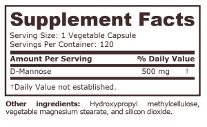 Pure Nutrition D Mannose 500 mg 120 Vegetable Capsules