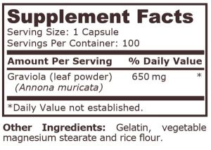 Pure Nutrition Graviola 650 mg 100 Capsules