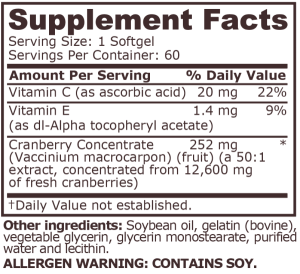 Pure Nutrition Cranberry Concentrate 60 Softgels